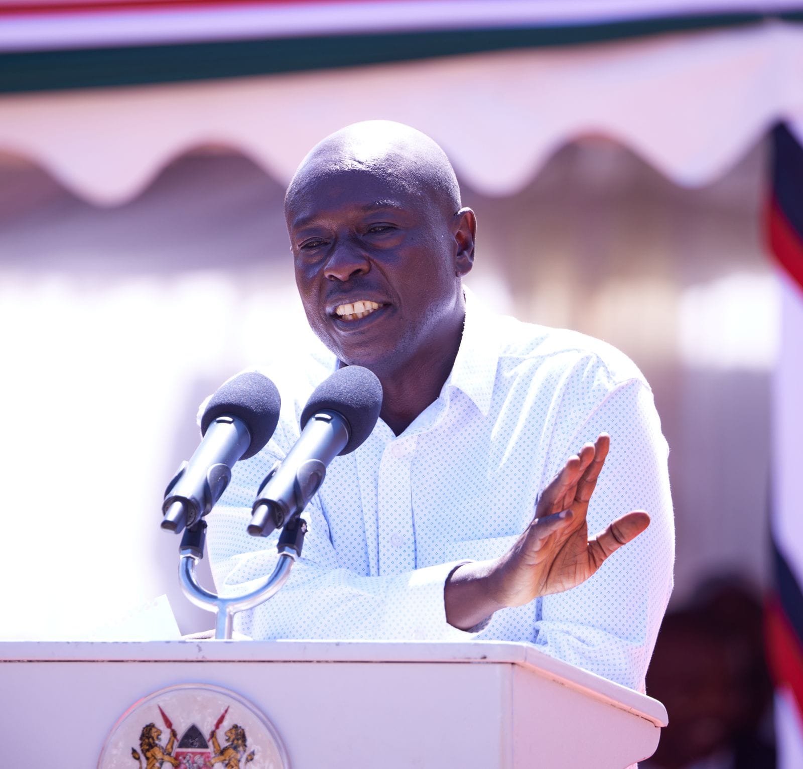 Deputy President Rigathi Gachagua during the Opening of the expanded Joy Millers Plant in Kutus, Kirinyaga County. He announced that senior security officials of the county had been recalled over proliferation of killer brews. Photo: DPCS. 