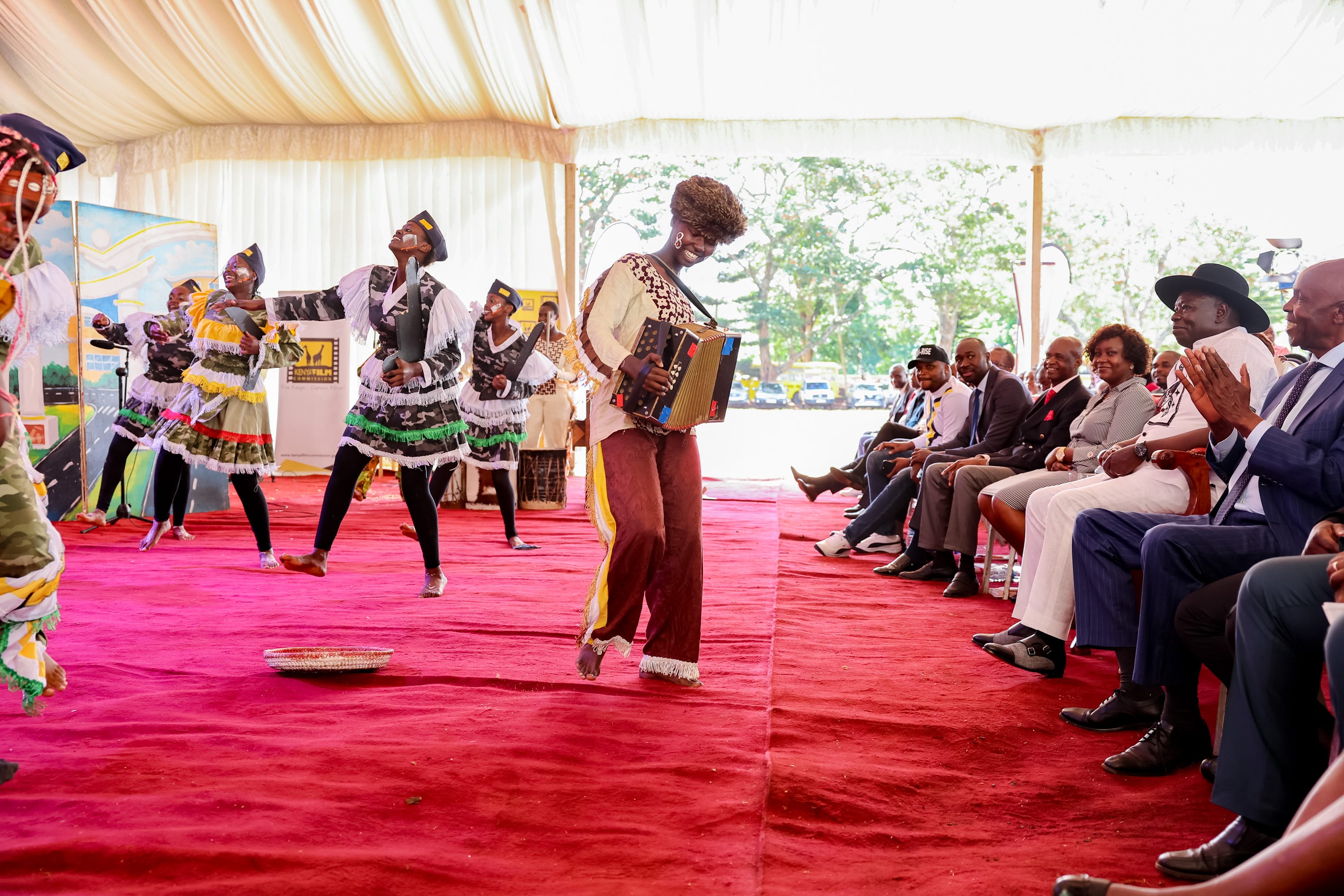 DP Gachagua enjoys presentations during the National Drama and Film Festival in Embu County on April 16, 2024. 