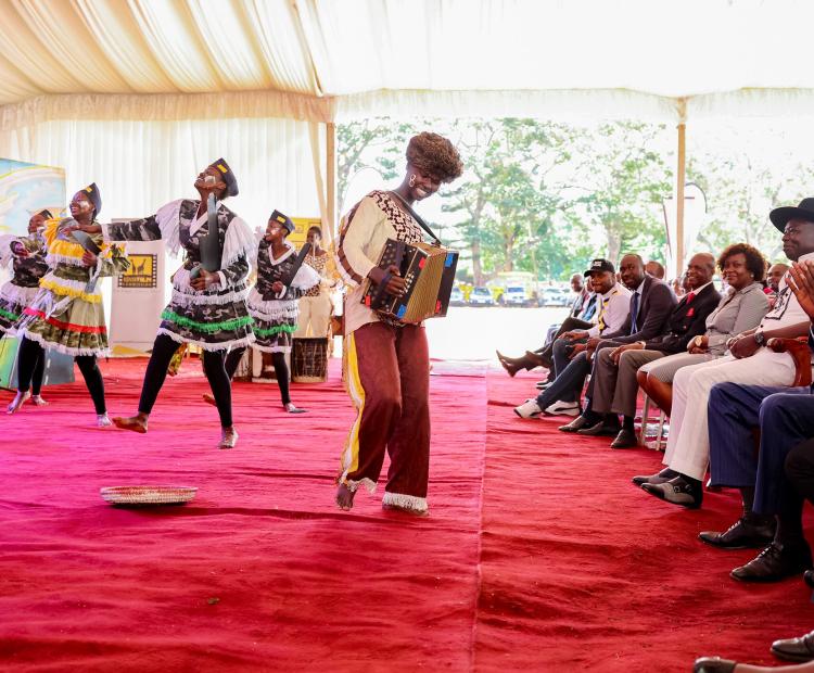 DP Gachagua enjoys presentations during the National Drama and Film Festival in Embu County on April 16, 2024. 