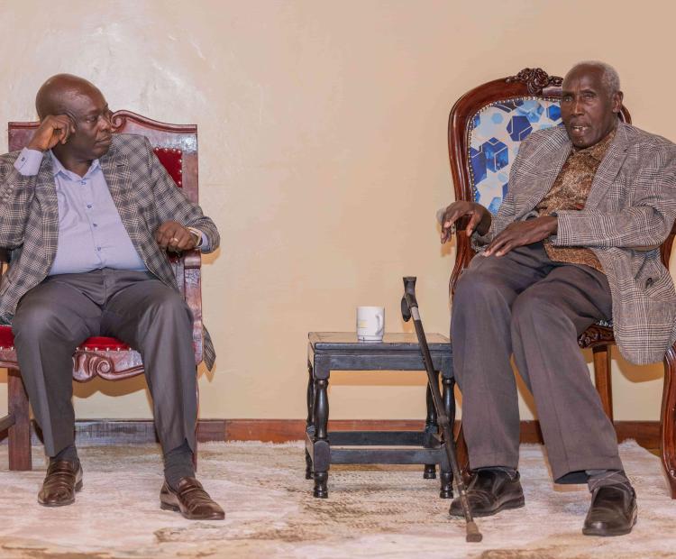 Deputy President Rigathi Gachagua visits former civic leader representing Ndeiya Stephen Ndung'u Njenga at his rural home,Kiambu County.