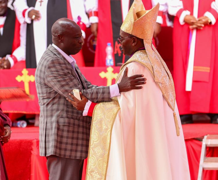 DP Gachagua congratulates the new Bishop. 
